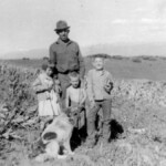 Edwin and his progeny, Carol, Carl and Charles Ekburg on Kenebec Pass, La Plata Mountains, Colorado. Circa 1959.