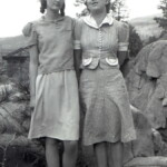 Evelyn with a friend (name unknown, but we believe it was her sister-in-law via her first husband) at Baker's Bridge north of Durango, Colorado. Circa 1942.