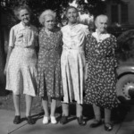 The Petersson sisters Hannah, Augusta, Beda and Emma(?) at a reunion in either Denison Texas, or Fort Dodge, Kansas. Circa late '40's