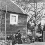 Beda Ekburg with Verner, Evelyn and Edwin at the Gus Ekburg's Cabin in La Plata City, Colorado. Circa 1925-26
