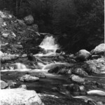 Basin Creek emptying Tomahawk Basin, below the Black Di'Mond mine, La Plata Canyon. Circa 1984.