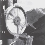 Bull wheel on stamp mill in Tomahawk basin below Black Di'Mond mine.